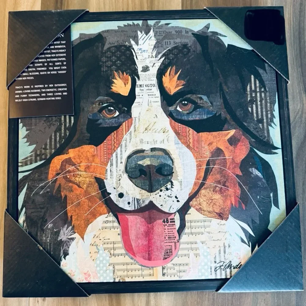 Canvas Collage Framed Dog Portrait Wall Decor Border Collie